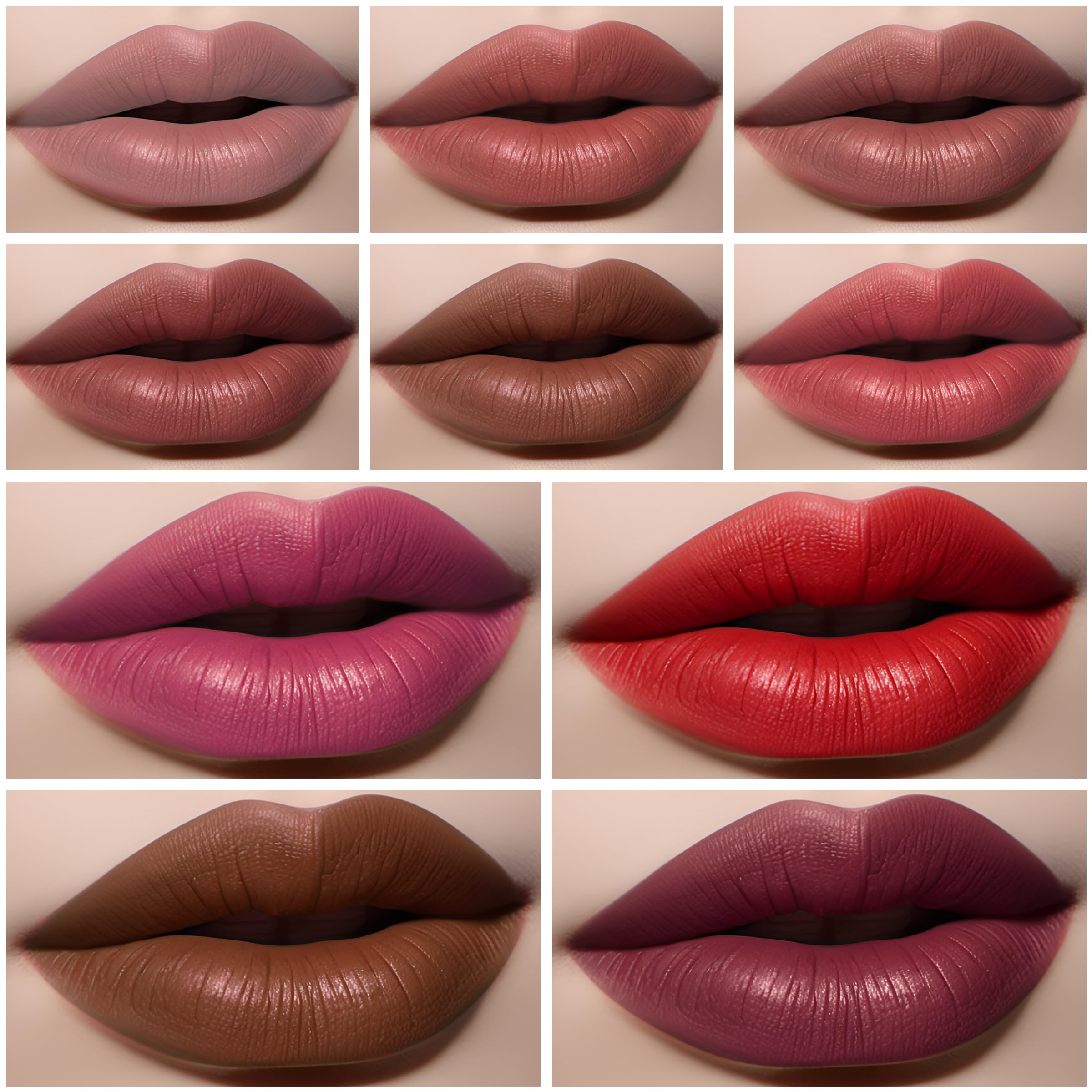 Lippenstift-Set, matt, 10 Stück, hochpigmentiert und langanhaltend (Set A, 10 Stück (1 Packung)