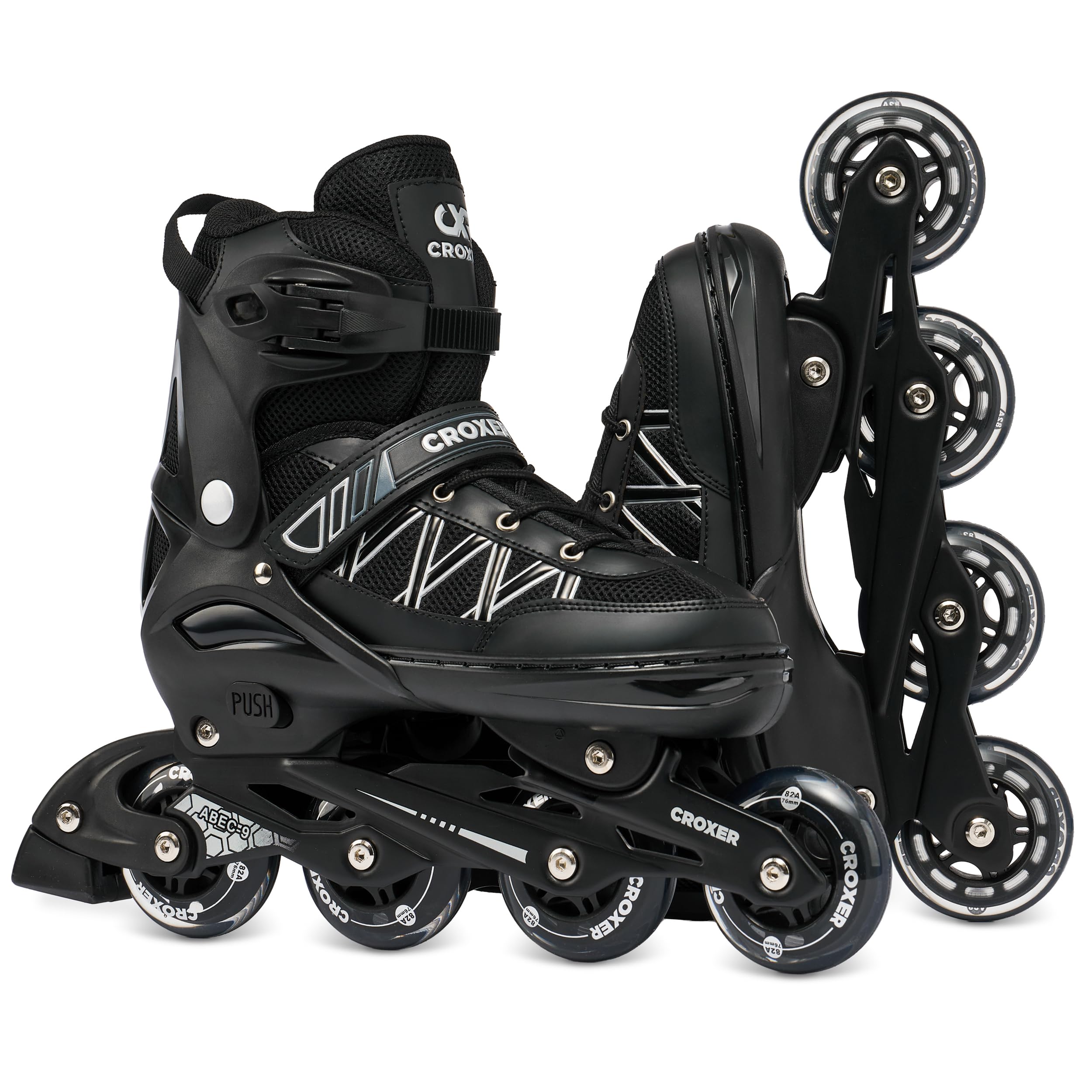 Verstellbare 2in1 Inlineskates-Schlittschuhe Torch - 76mm PU Rollen, Gummi-Härte 82A, ABEC-9 Chrome - Double Vent-System & DSAS - Leichte Polycarbonatschale - bis Größe 45