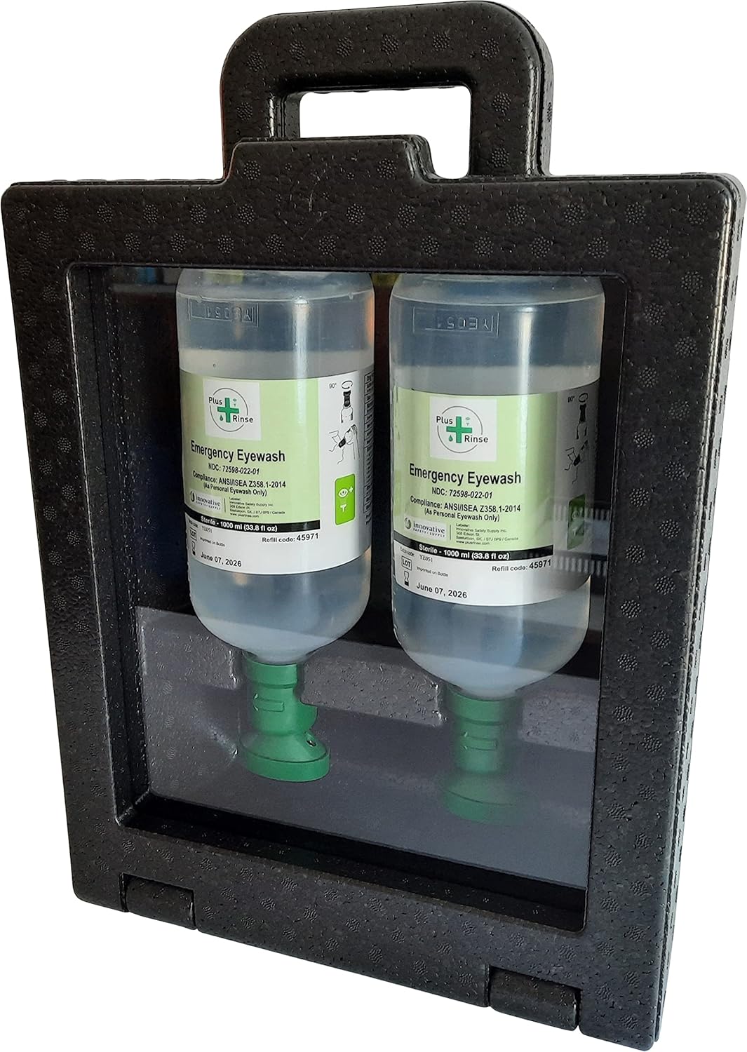 Plum Plus Rinse 48169 Large Eyewash Station, 5" Height, 10.5" Wide, 14.5" Length, 33.8 fl.oz. Volume, 2.4 lb., Polystyrene