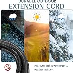 14/3 SJTW Heavy Duty Outdoor Black Extension Cord 10 ft - 3 Prong Power Cord Waterproof with Lighted Indicator for Garden and Major Appliances