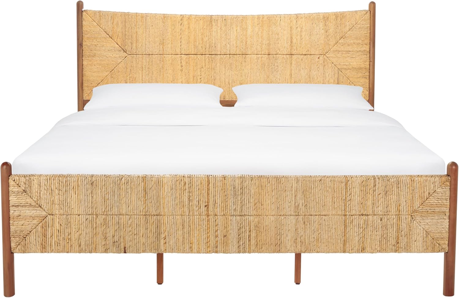 SAFAVIEH Couture Collection - Ivyanne Queen Bed, Natural Woven Banana Stem & Wood Frame, Tropical Coastal Design, No Box Spring Needed (SFV1311A-Q)