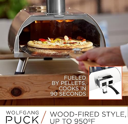 Miniatura 3 de Wolfgang Puck Horno de pizza al aire libre, acero inoxidable duradero, horno de pizza portátil, almacenamiento compacto, horno de pizza de pellets