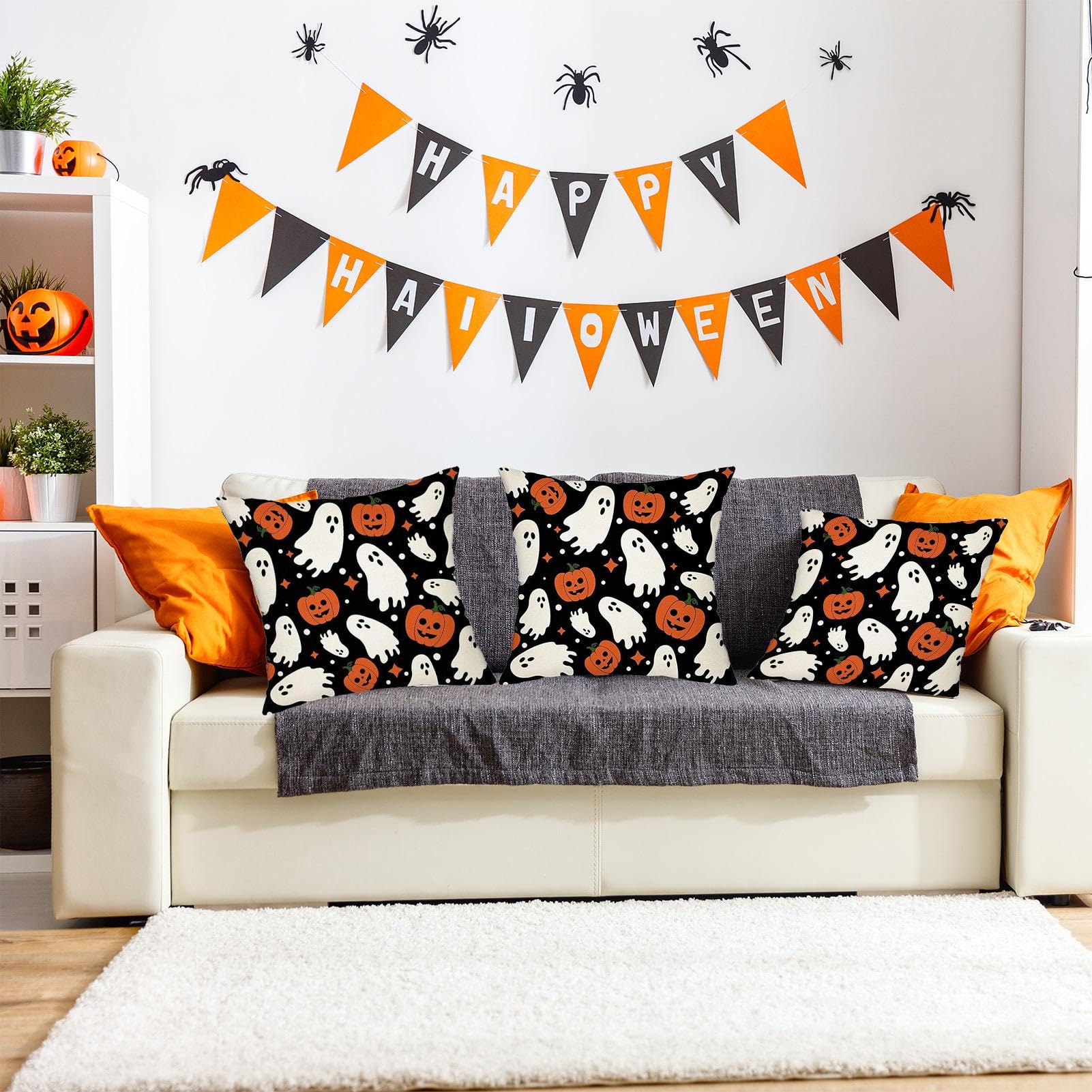 Set di 2 federe decorative per cuscini di Halloween, fantasma
