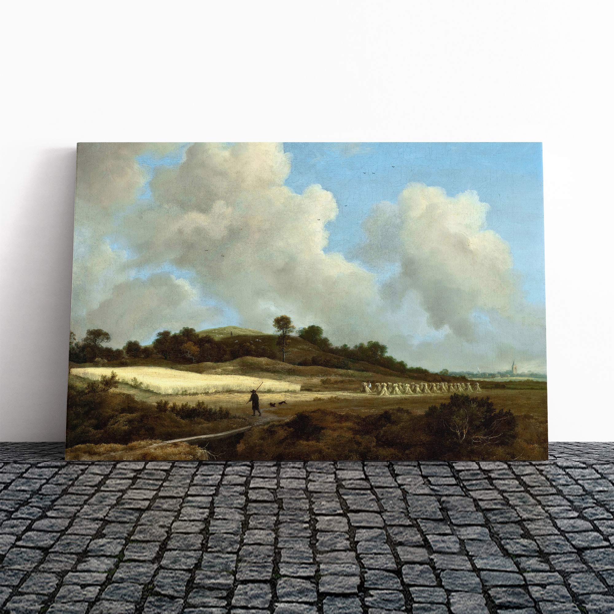 Jacob Ruisdael View of Grainfields Canvas Print | Gallery Wrapped 30mm Frame Wall Art | 24x16 inches | Ready to Hang | Modern Picture | Living Room Bedroom Lounge Office