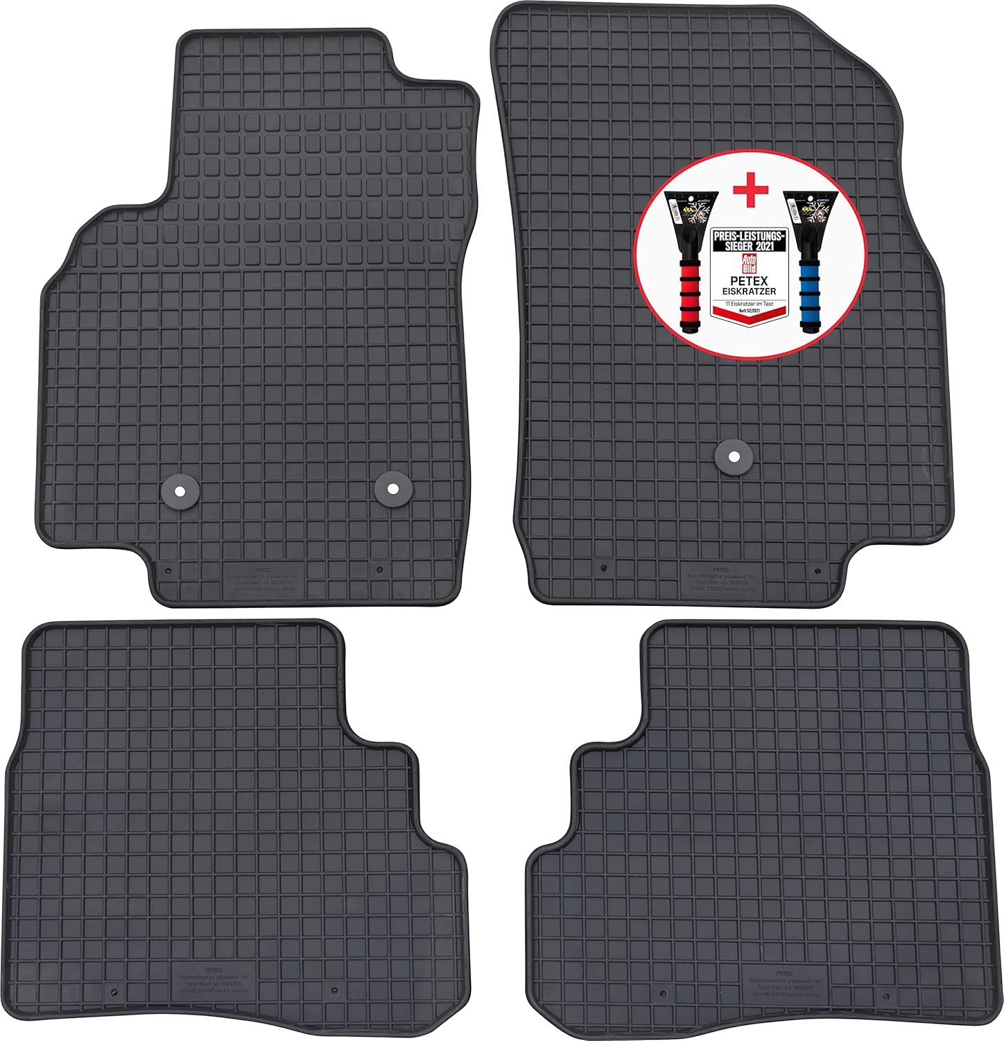 PETEX Rubber Mats Premium 4-Piece Black + Ice Scraper Car Picture Test 52/2021