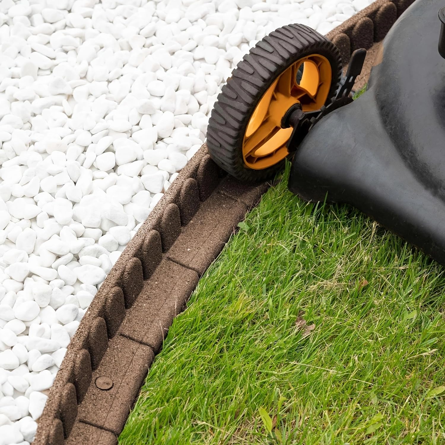 4ft Lawn Mower Friendly Rubber Garden Border Edging Section | No Dig Flexible Landscape Edging | 120cm x 8cm x 6cm | Recycled Rubber | Made in UK (1, Earth(Brown))
