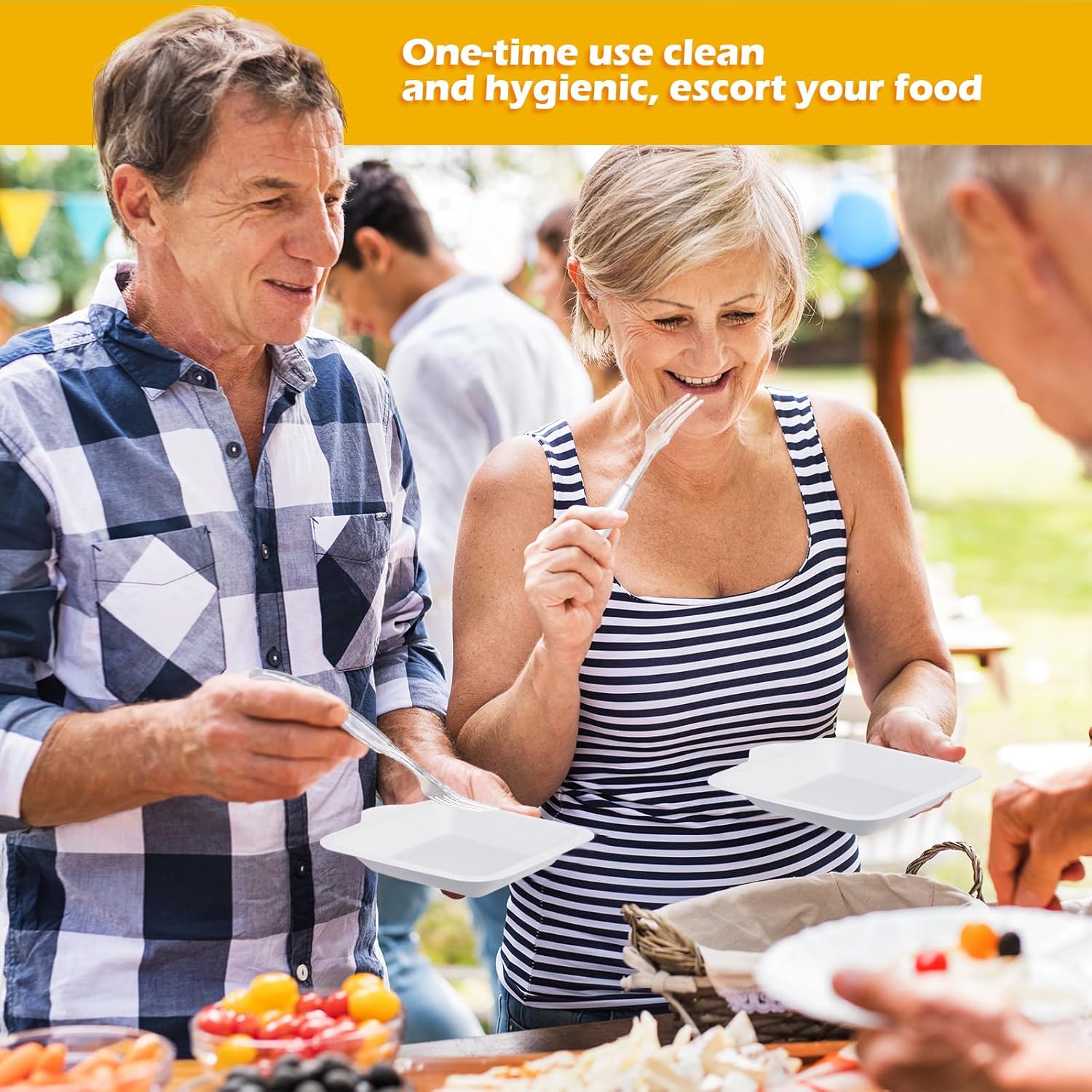 Eaasty 800 Pcs Small Paper Plates with Plastic Forks 4 Inch Disposable Square Dessert Plates and White Clear Fork Set Birthday Party Supplies