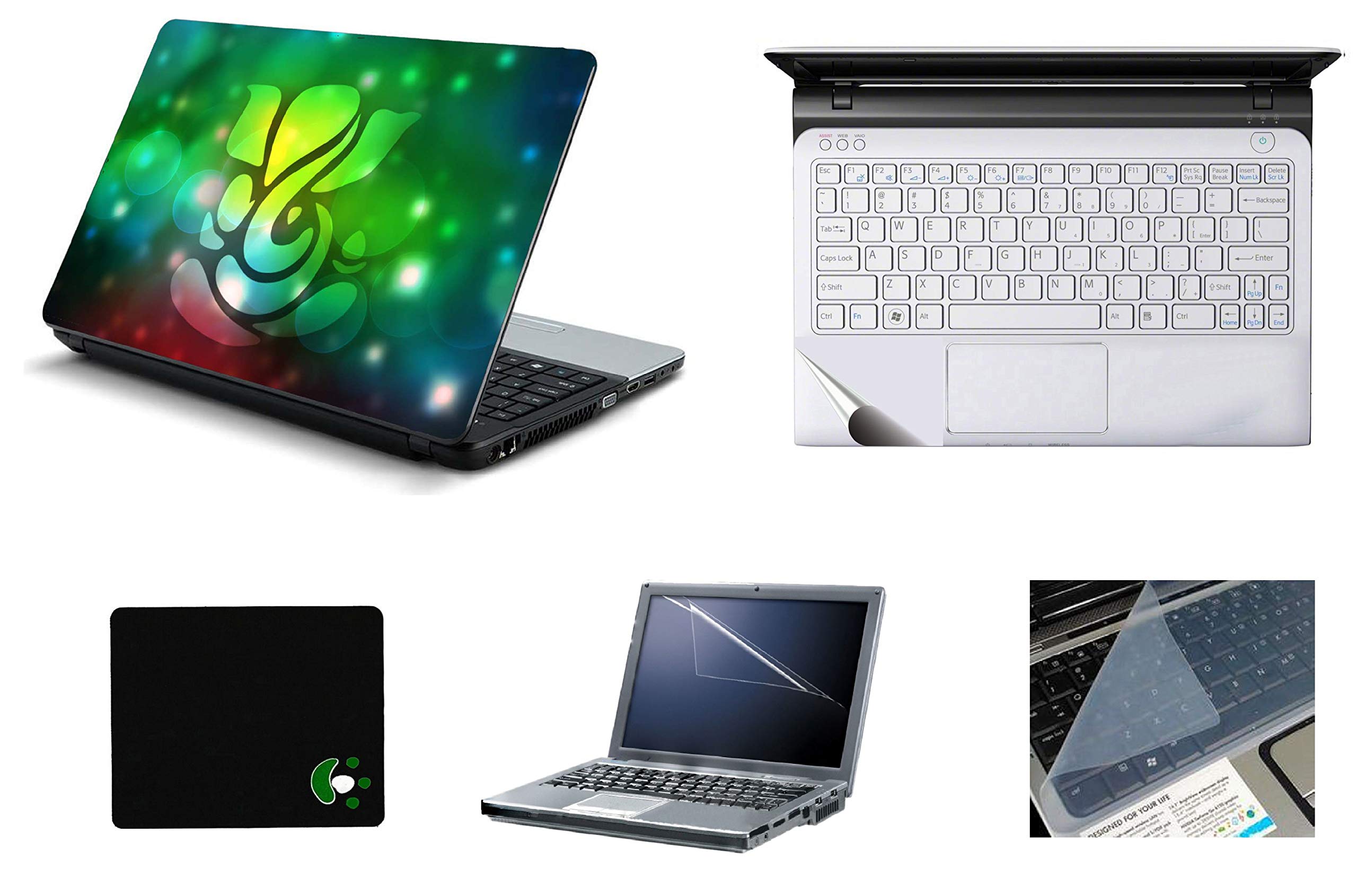 StickerKing 5 in 1 Laptop Vinyl Accessories Combo of Screen Guard, Key Guard, Mouse Pad and Palm Rest Coloured Ganpati Laptop Stickers (Multicolor, 15.6 Inches) (B08SHPY8LK) Amazon Price History, Amazon Price Tracker