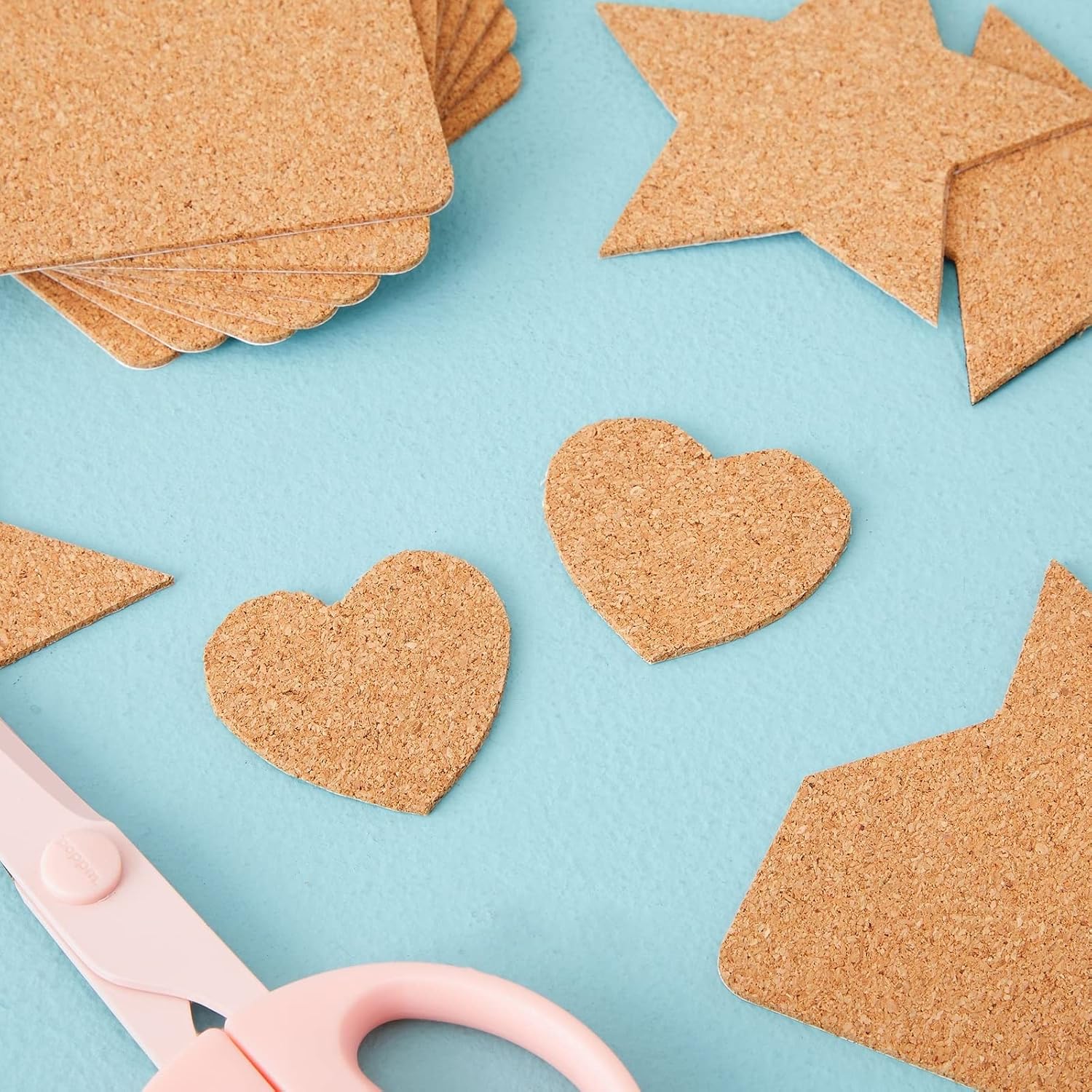 50 Pack Square Self Adhesive Cork Board Backings for DIY Crafts, Projects, Customizable Cork Tiles, Cork Squares for Coasters, Decor (1.5 mm Thick, 3.7 in Length)