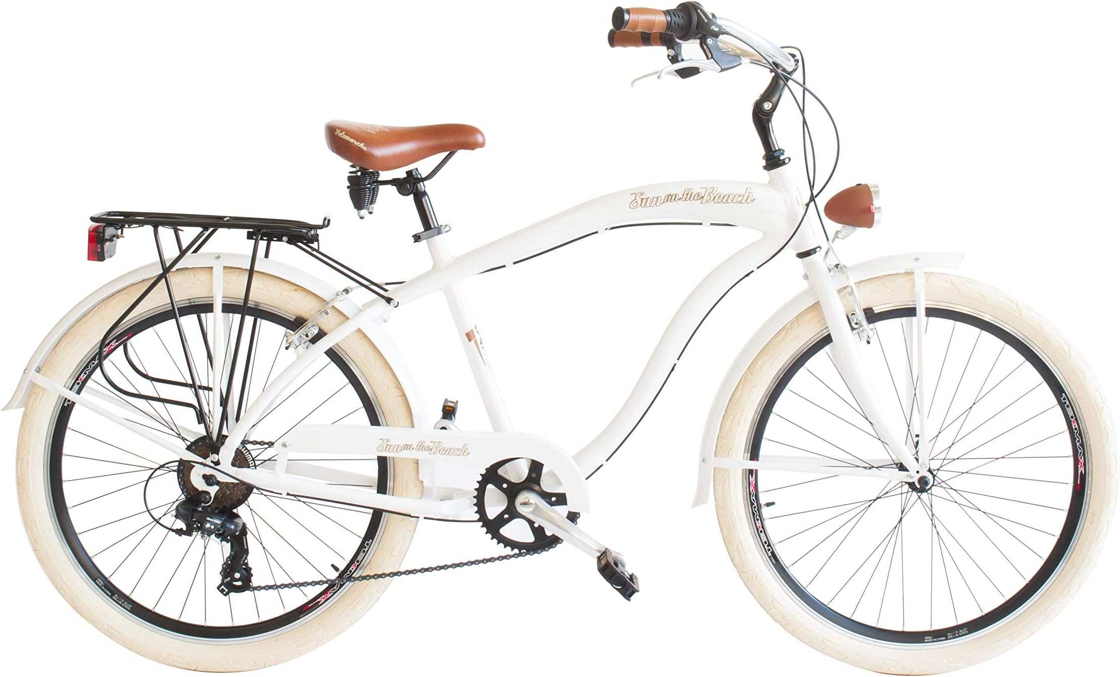 Venice I Love Italy Cruiser 26 Inch Sun On The Beach - Italian Fashion Bike - White Bespoked color