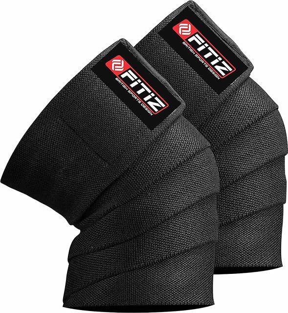 FITIZ Knee Wraps Weight Lifting Straps Heavy Duty Elasticated Knee Support for Squatting, Knee Bands for GYM, Pain, WOD, Cross Training, Powerlifting Knee Guard, Knee Support for Men/Women