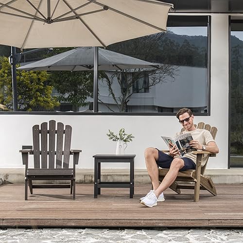 Miniatura 2 de Silla Adirondack plegable, juego de 2 sillas Adirondack de HDPE, sillas de césped resistentes a todo tipo de clima, sillas de patio para jardín,