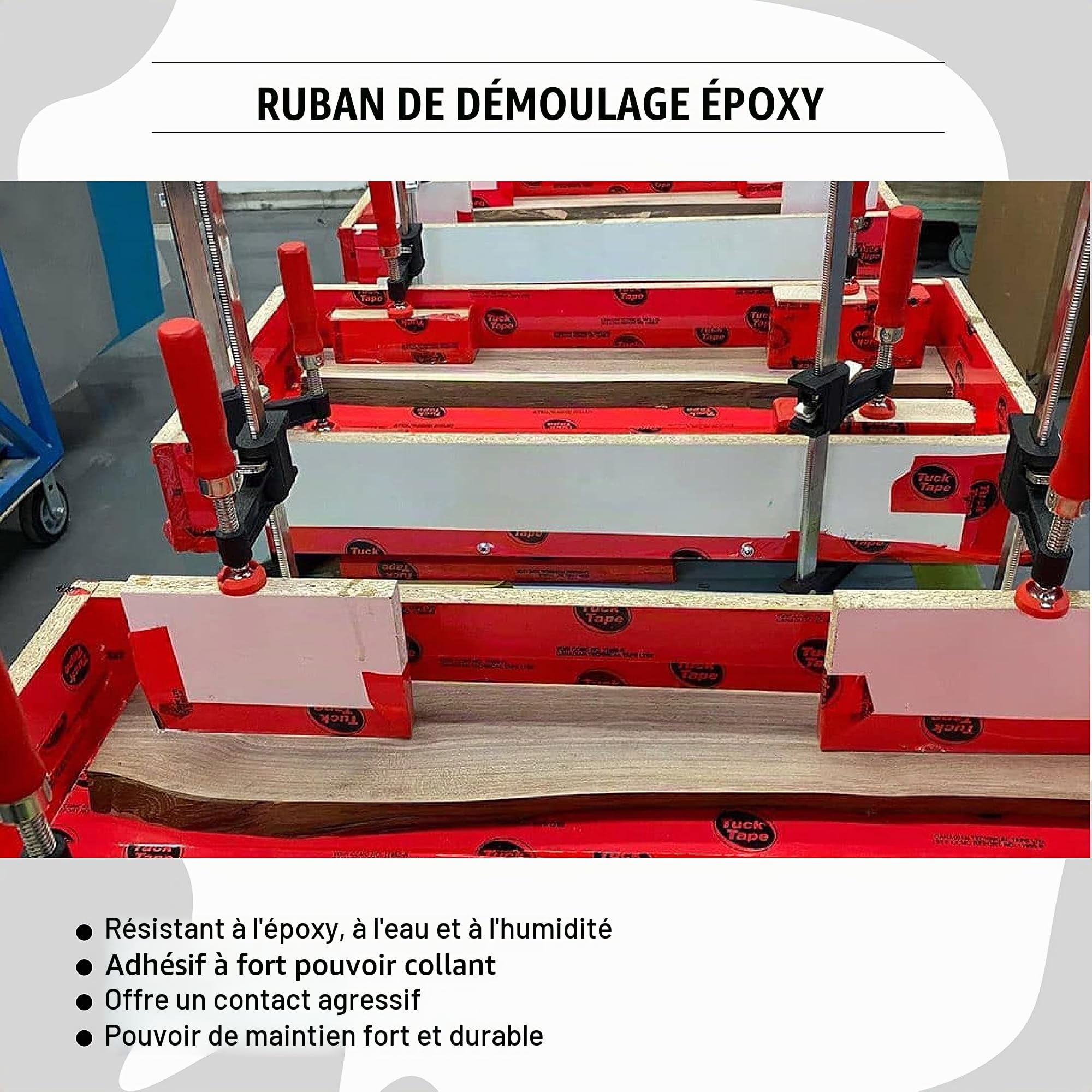 Tuck Tape Ruban adhésif de gaine de construction, ruban en résine époxy, 6,1 cm x 54,9 m (rouge)