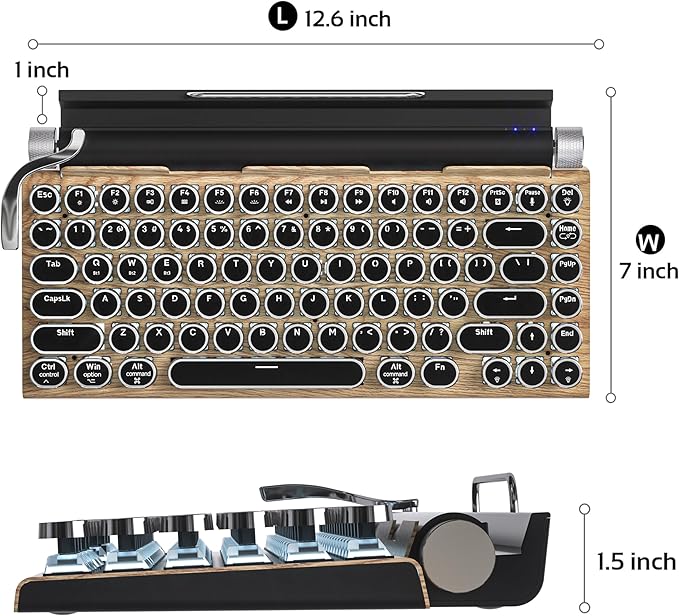 Teclado Mecánico Retro Inalámbrico Bluetooth 83 Teclas miniatura 8