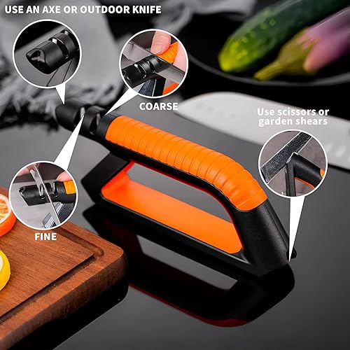Miniatura 8 de Afilador de cuchillos manual de 4 etapas  Varillas de diamante, tungsteno, cerámica y afilado  Herramienta de afilado de cocina para cuchillos de