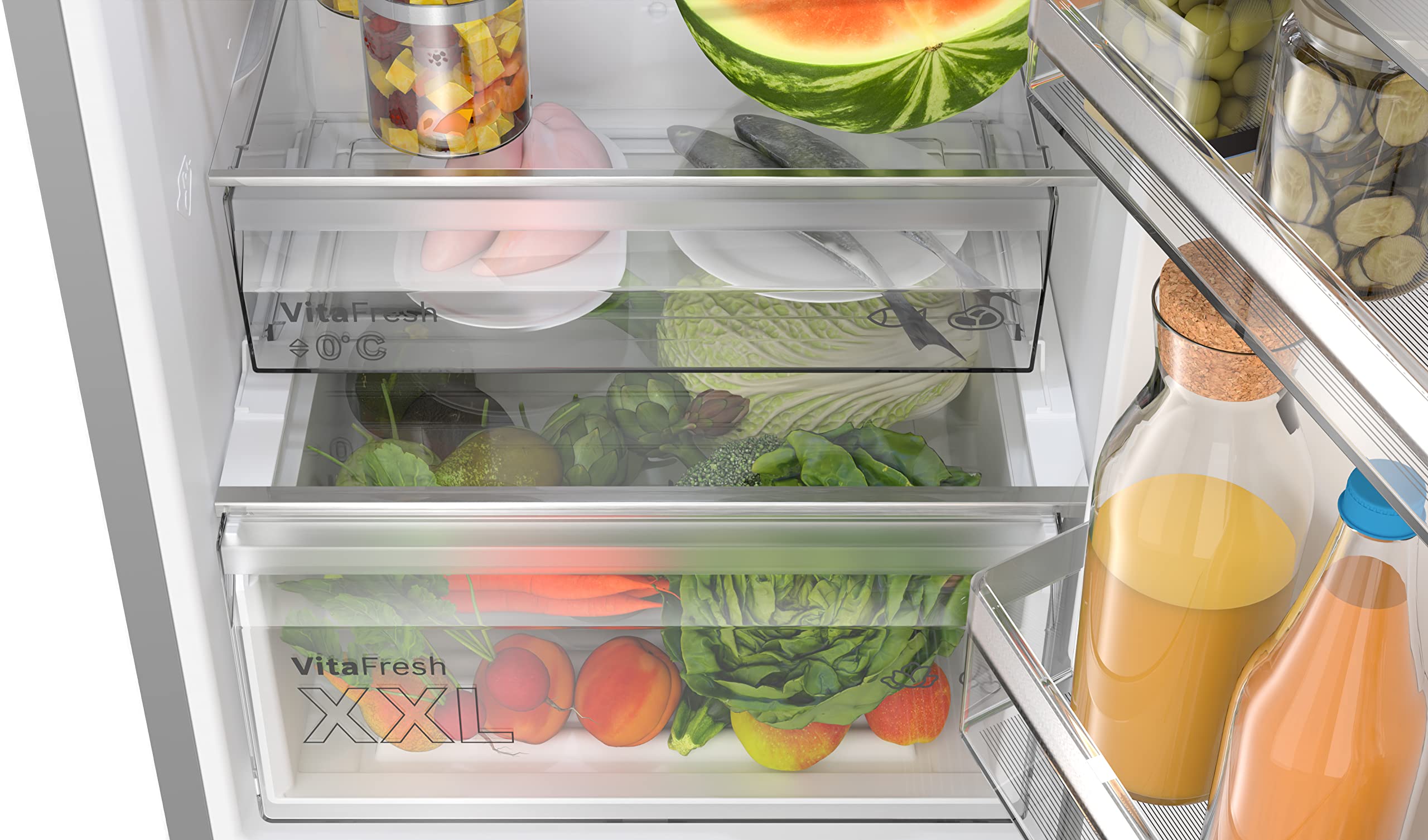 Bosch Elettrodomestici, Serie 4, Frigo-congelatore combinato da libero posizionamento, 186 x 60 cm, Inox look KGN362LDF