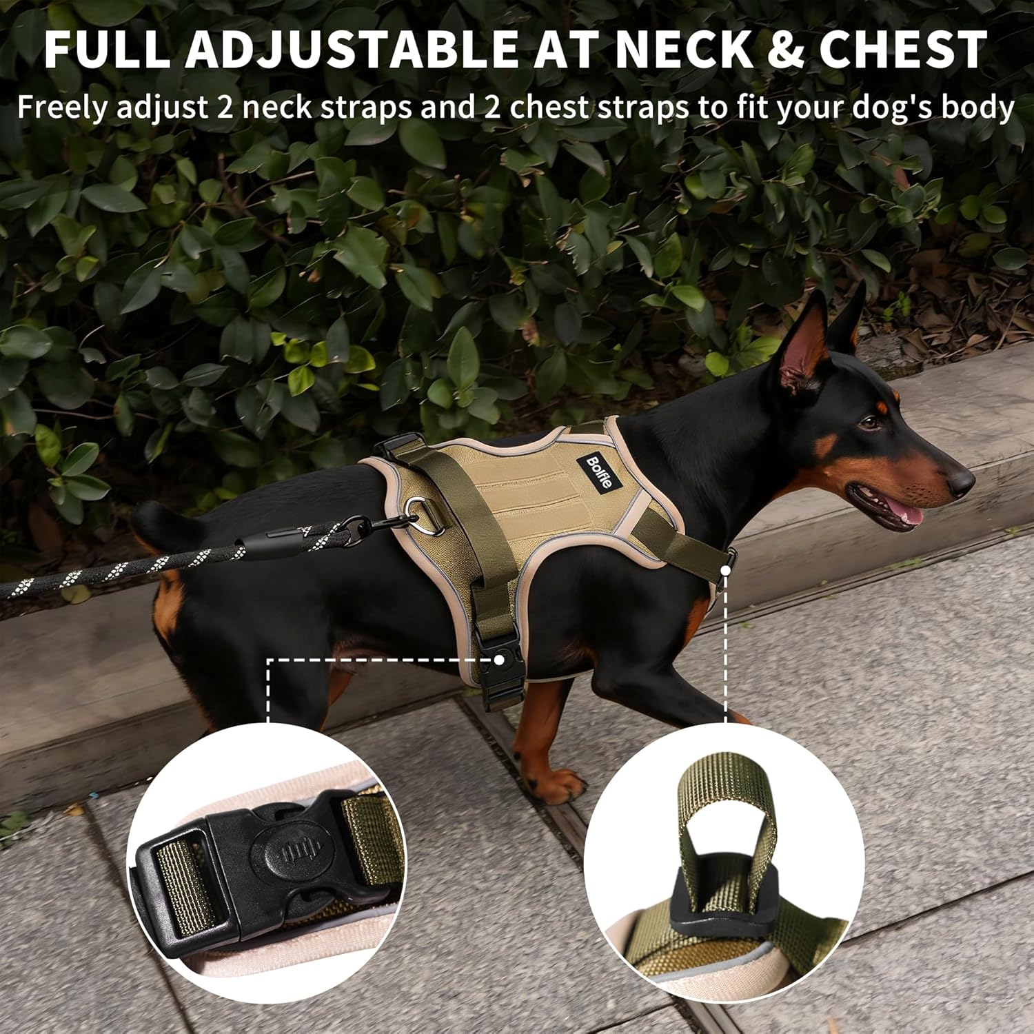 Tactical Dog Harness for Large Dogs,No Pull Military Dog Vest with Handle,Reflective Heavy Duty Pet Harness for Walking Hiking Training L