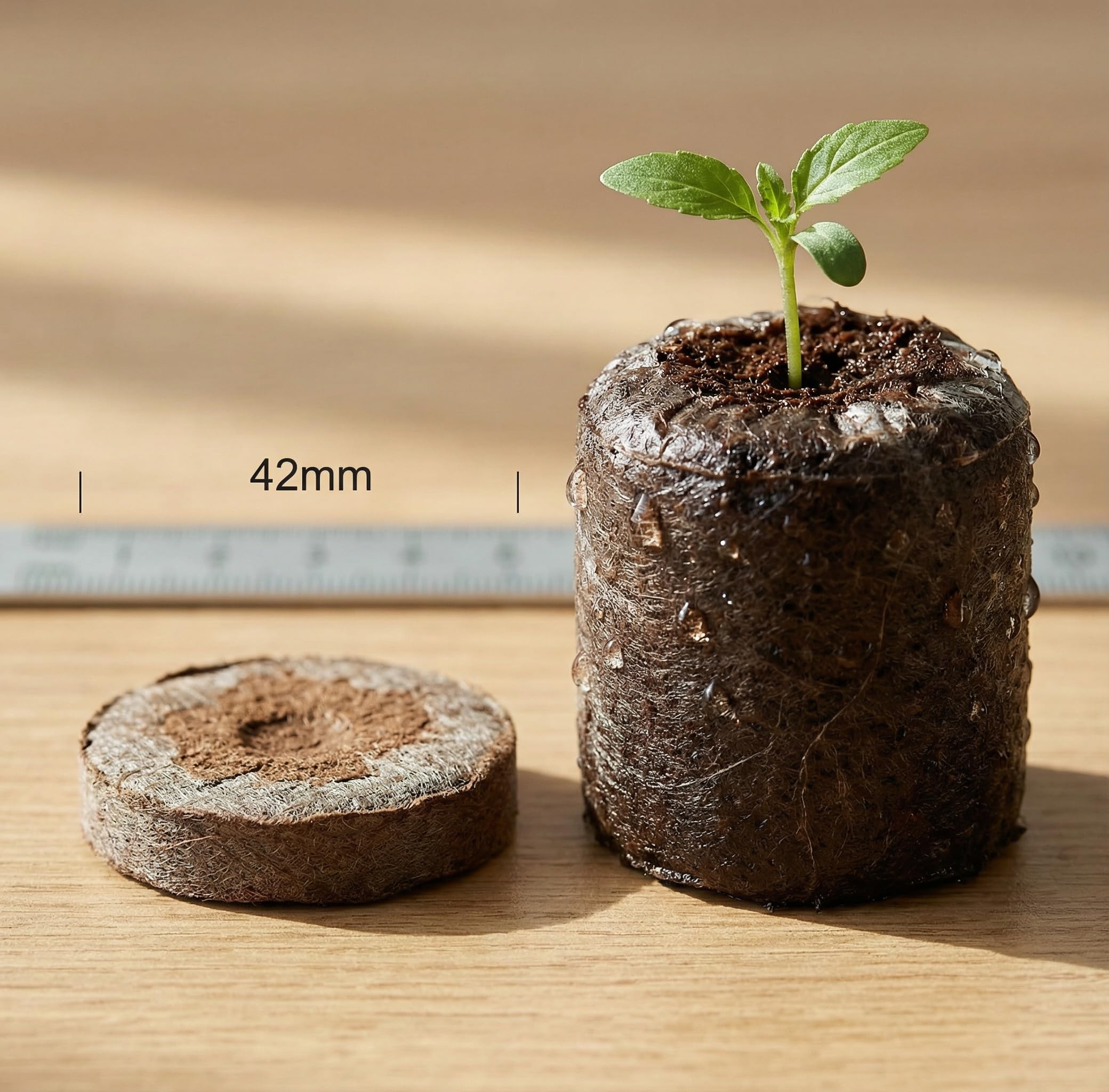 J PLUS T 42mm Peat Pellets - Authentic Jiffy-7 Source Seed Starter Plugs - Compressed Canadian Sphagnum Peat Moss Soil for Germination - Larger Size for Vegetables, Flowers & Herbs (50 Count) - 4