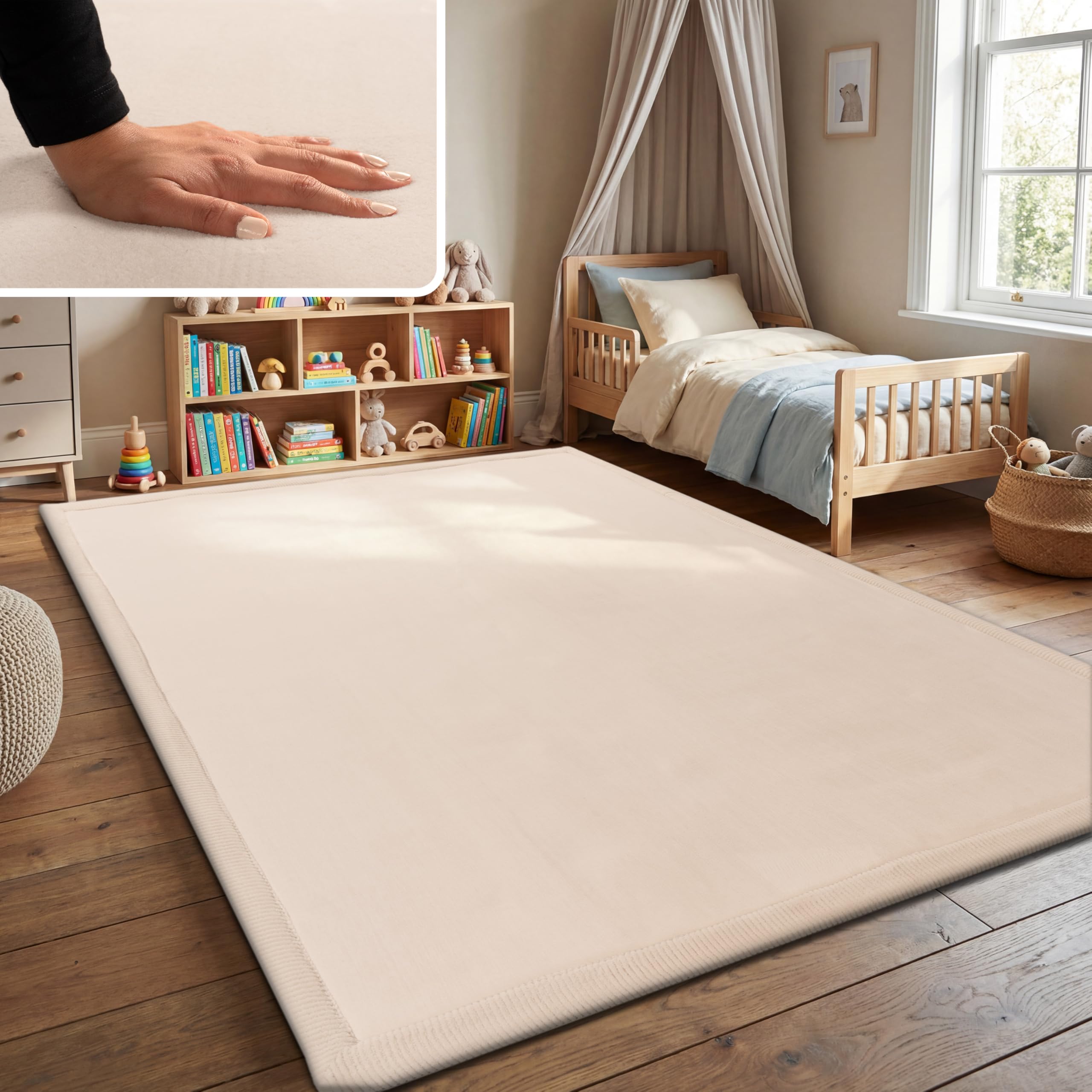 Paco Home Teppich Kinderzimmer Kinderteppich Baby Spielteppich Krabbeldecke Krabbelmatte Weich rutschfest Jungen Mädchen Deko, Grösse:120x160 cm, Farbe:Creme