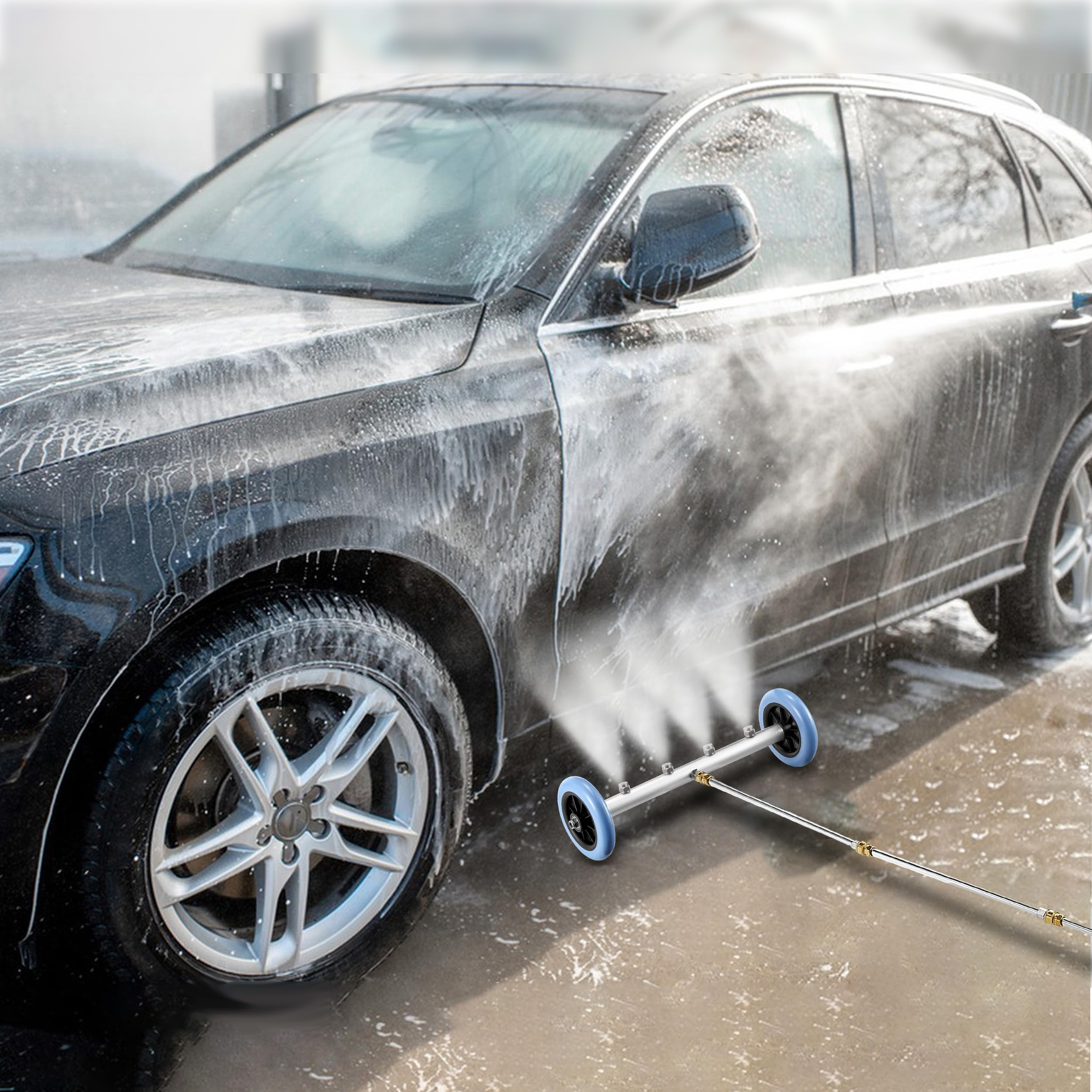 RIDGE WASHER Limpiador de tren de rodaje a presión, lavadora de coche de 40 cm, limpiador a presión para debajo del coche con 3 varitas de extensión, 4000 PSI