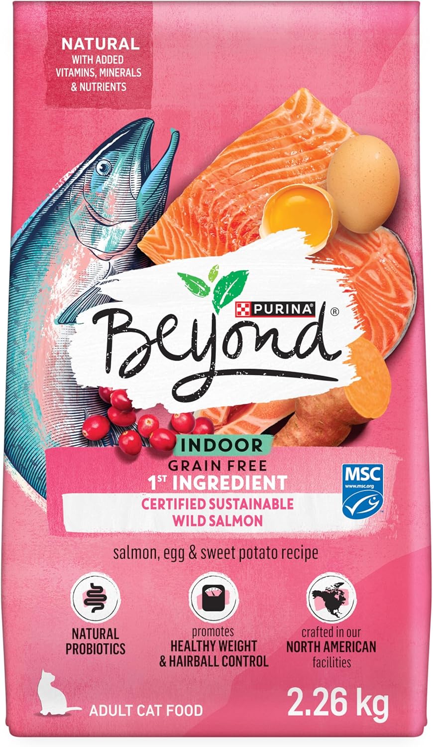 Beyond Grain Free Natural Dry Cat Food, Indoor Cat Wild-Caught Salmon & Egg – 2.26 kg Bag