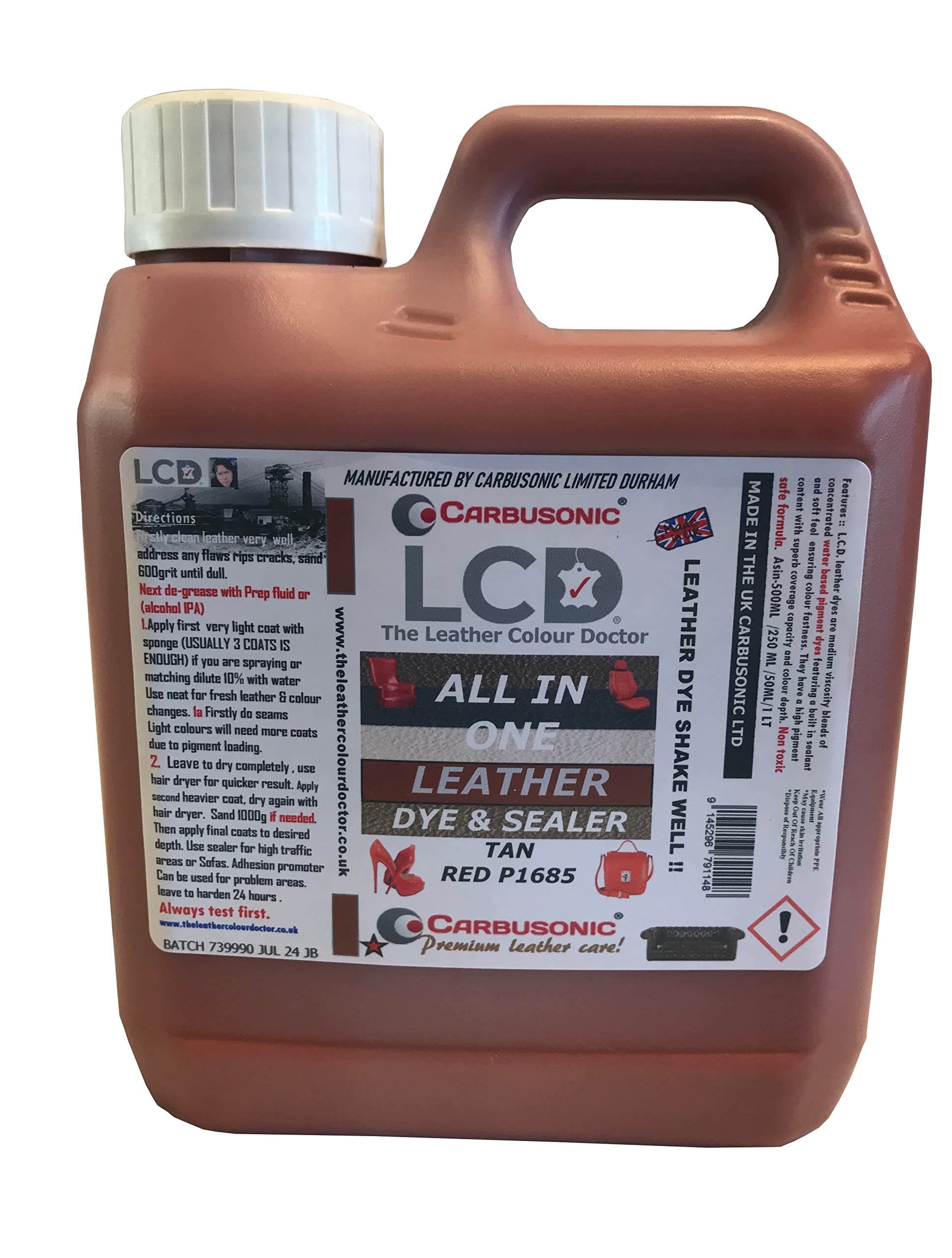 Carbusonic All in one Leather dye and sealant, Interior Leather Paint for Car Seats, Sofas, Arm Chairs, Shoes, Handbags & More. (Dark Grey, 500 ml) — view 41