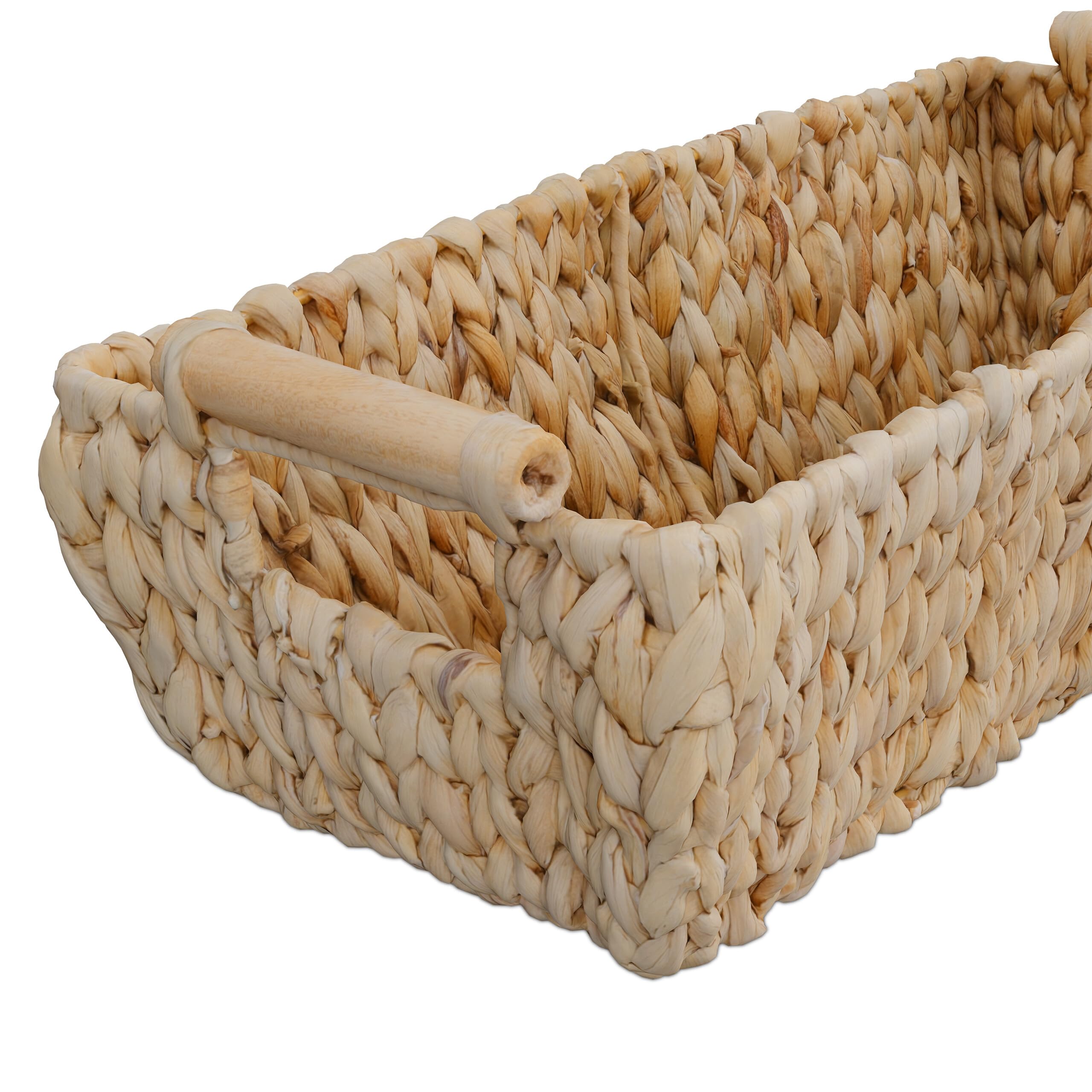 Relaxdays Cestino Portaoggetti in Giacinto d'Acqua Intrecciato, Cesto da Bagno e Armadio, Aspetto Vimini, Naturale, Fibra vegetale, 13,5 x 43 x 19 cm