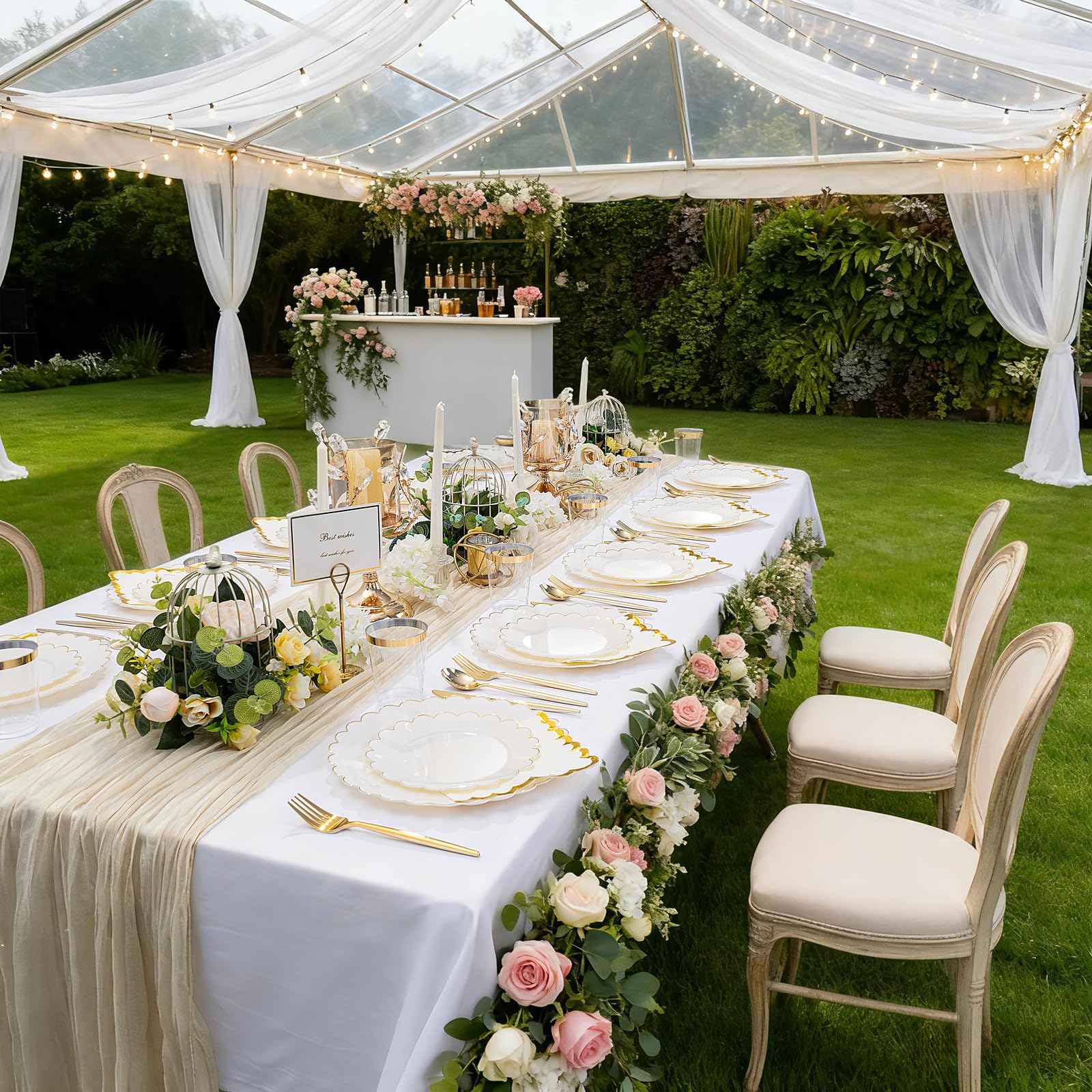 Gold Rim Plates Party Dinnerware Set -9
