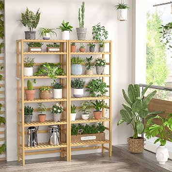 Homykic Bamboo Garment Rack and Bookshelf Bundle, Natural