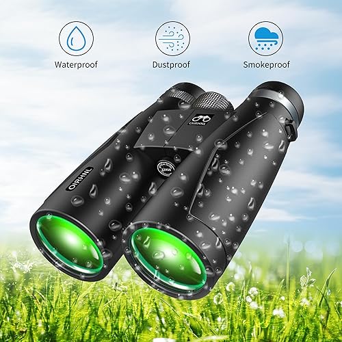 Miniatura 5 de OIRHNL Prismáticos HD de 12 x 50 para adultos, caza, observación de aves, potencia con imagen súper clara y brillante, prismáticos para deportes al