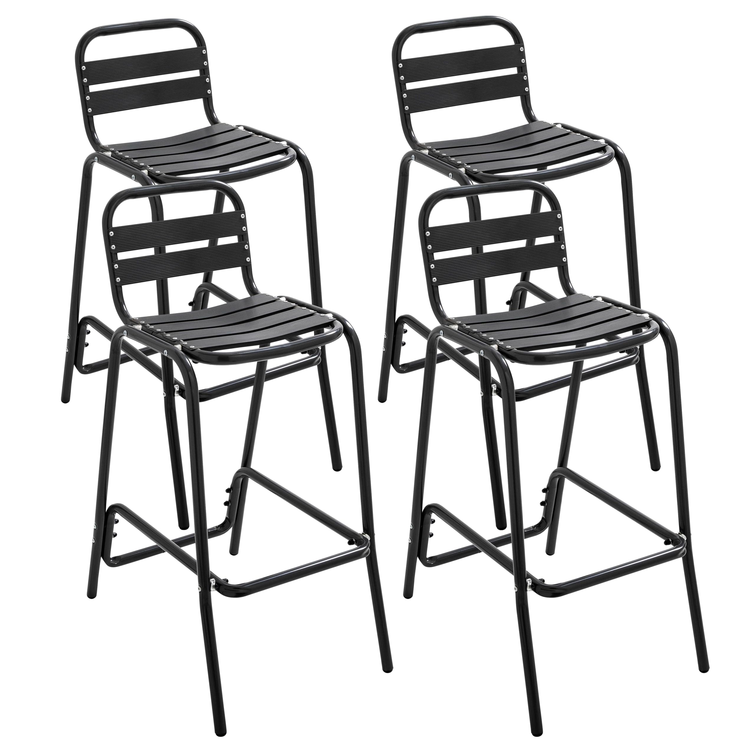 Oviala Lot de 4 chaises Haute en Aluminium Noir