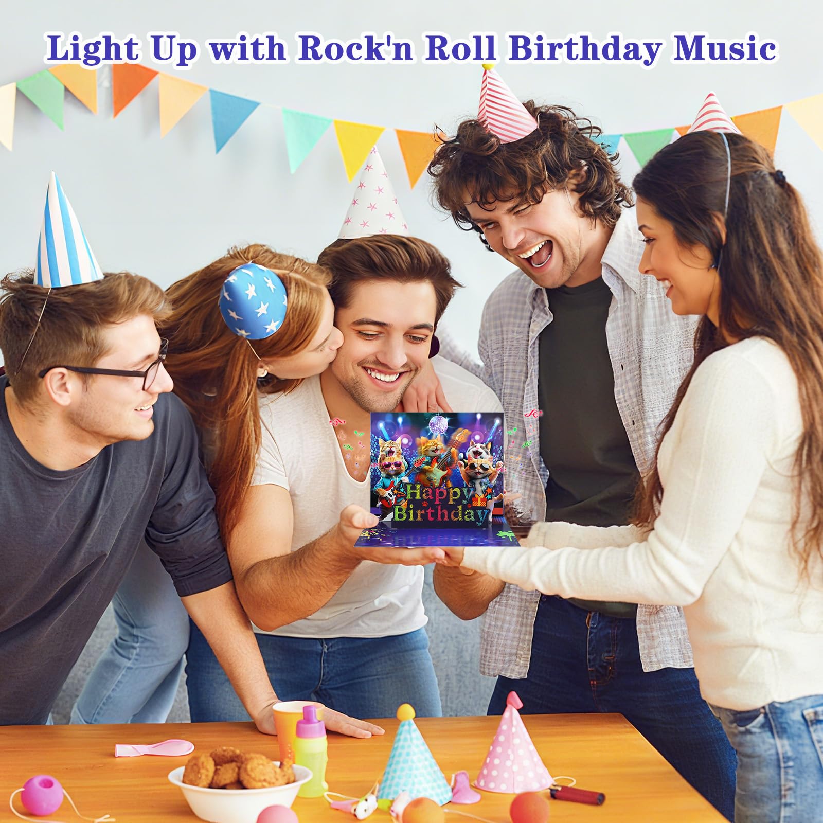 D24TIME Lustige musikalische Geburtstagskarte - Shaking Cat Pop Up Geburtstagskarte mit Musik & LED-Lichtern, 3D Disco Tanzende Katze Geburtstagsgeschenk für Männer, Frauen, Ehemann, Ehefrau, Kinder