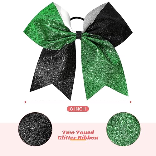 Miniatura 2 de CEELGON Lazos grandes con purpurina, 12 unidades de 8 pulgadas, dos tonos para cola de caballo, ligas elásticas para el cabello para adolescentes,