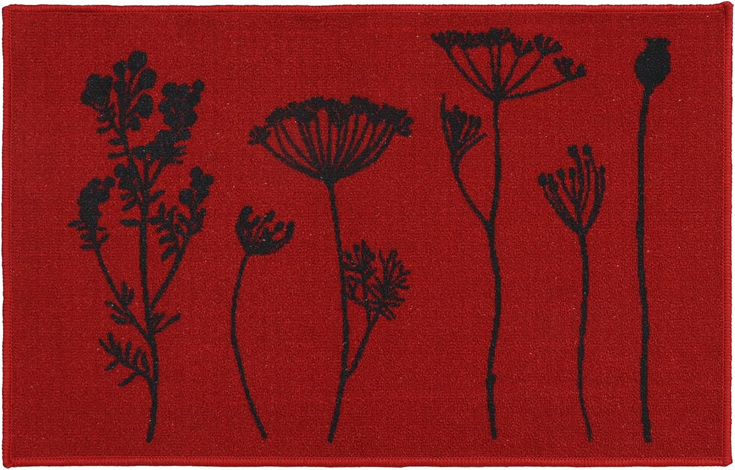 Wool Effect Wildflowers Kitchen Mat 32 x 20 Inches Red Black