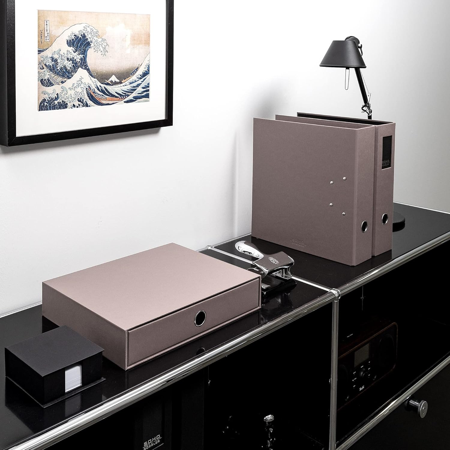 SOHO A4 Filing Storage Box with 1 Drawer - Taupe