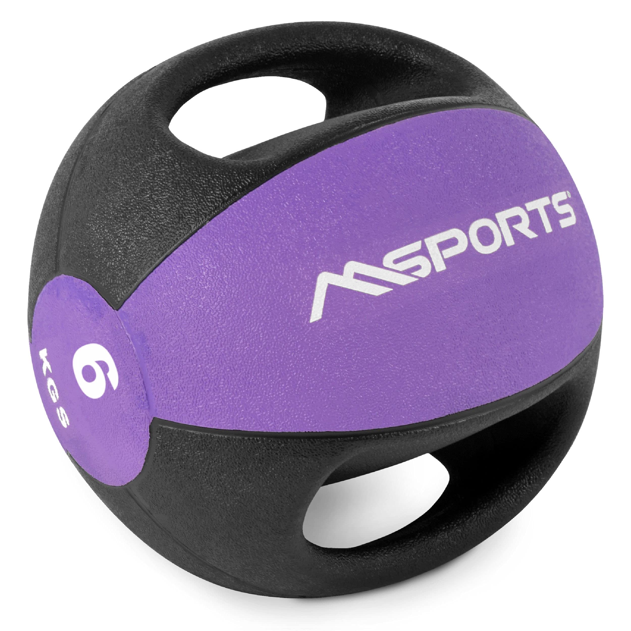 MSPORTS Palla Medica Premium con Maniglie 3 – 10 kg – Studio Professionale