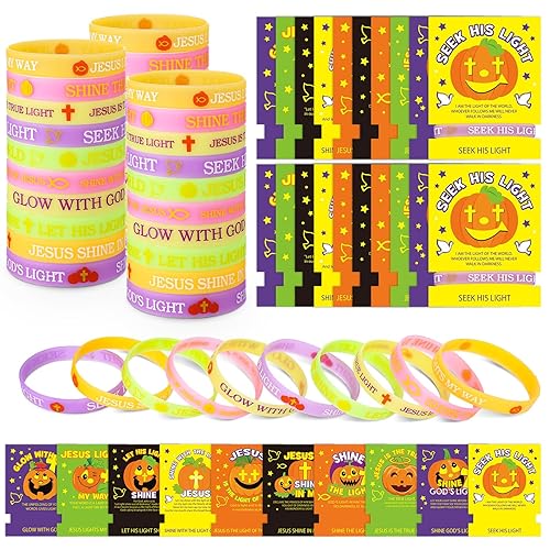 60 Set Halloween Christian Bracelets Glow in the Dark with