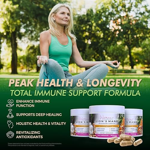 Miniatura 9 de Women's PureBalance Cápsulas de suplemento de hongo de melena de león con Reishi, Cordyceps, cola de pavo - Nootrópico cerebral para memoria,