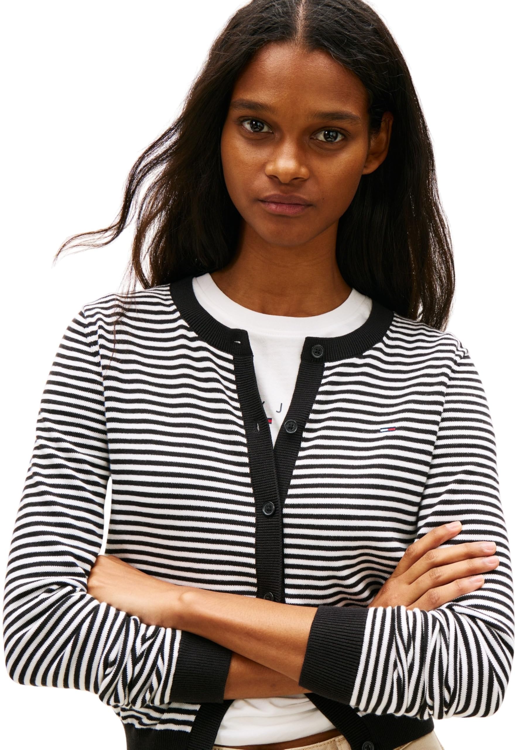 Tommy Jeans Chaqueta de Punto Mujer Cardigan Essential Crew Neck con Botones