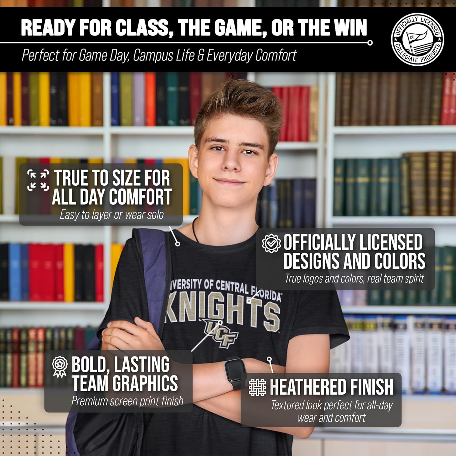 Campus Colors NCAA Adult Unisex Starting Fresh T-Shirt, Tag-Less Soft Cotton Blend, Short Sleeve Heathered College Tees - Image 5