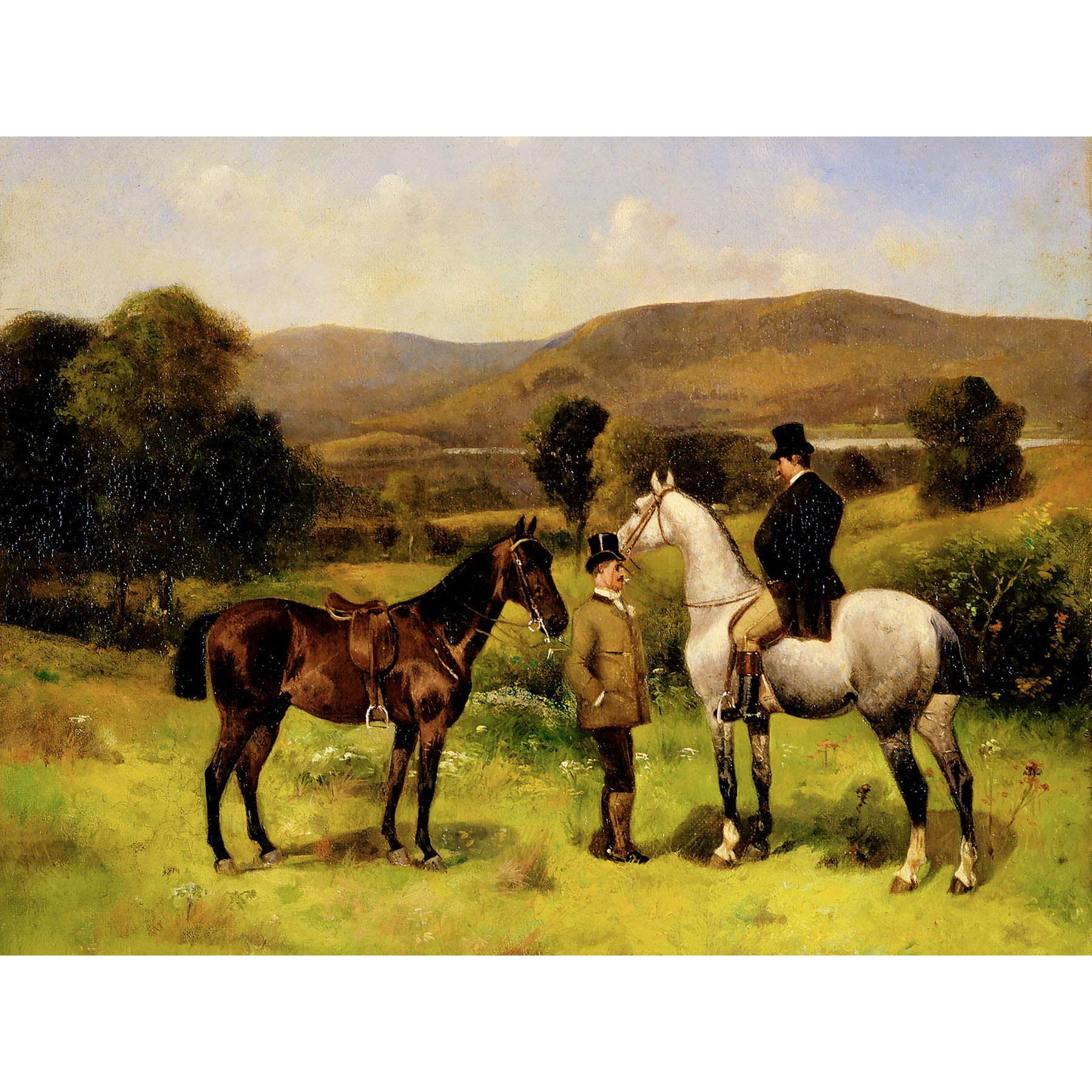 Artery8 Leighton Two Horses And Riders 1883 Painting Premium Wall Art Canvas Print 18X24 Inch