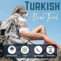 Vista 2 de Generic Toalla de playa turca de algodón extra grande, 38 x 71 pulgadas, secado rápido, sin arena, multiusos, coral