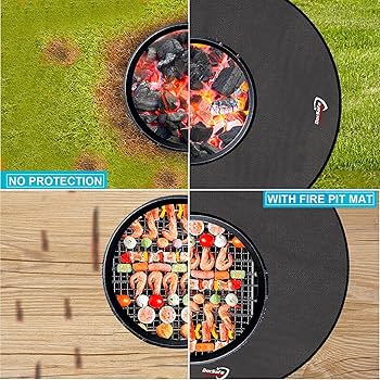 Fire Pit Mat-Silicone Stove Fire Mat,Retardant | Fireproof | Heat Resistant,Ember Mat And Grill Mat, Under The Stove, Protect Your Deck, Terrace, Lawn Or Campground From Embers,Washable (58"u00d758