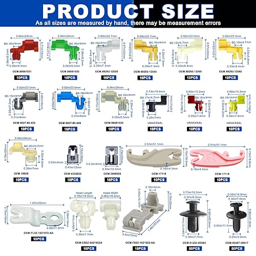 Miniatura 2 de Kit surtido de 300 clips de barra de bloqueo de puerta, clips de retención de cilindro de cerradura de puerta, 22 tamaños de clip de barra de