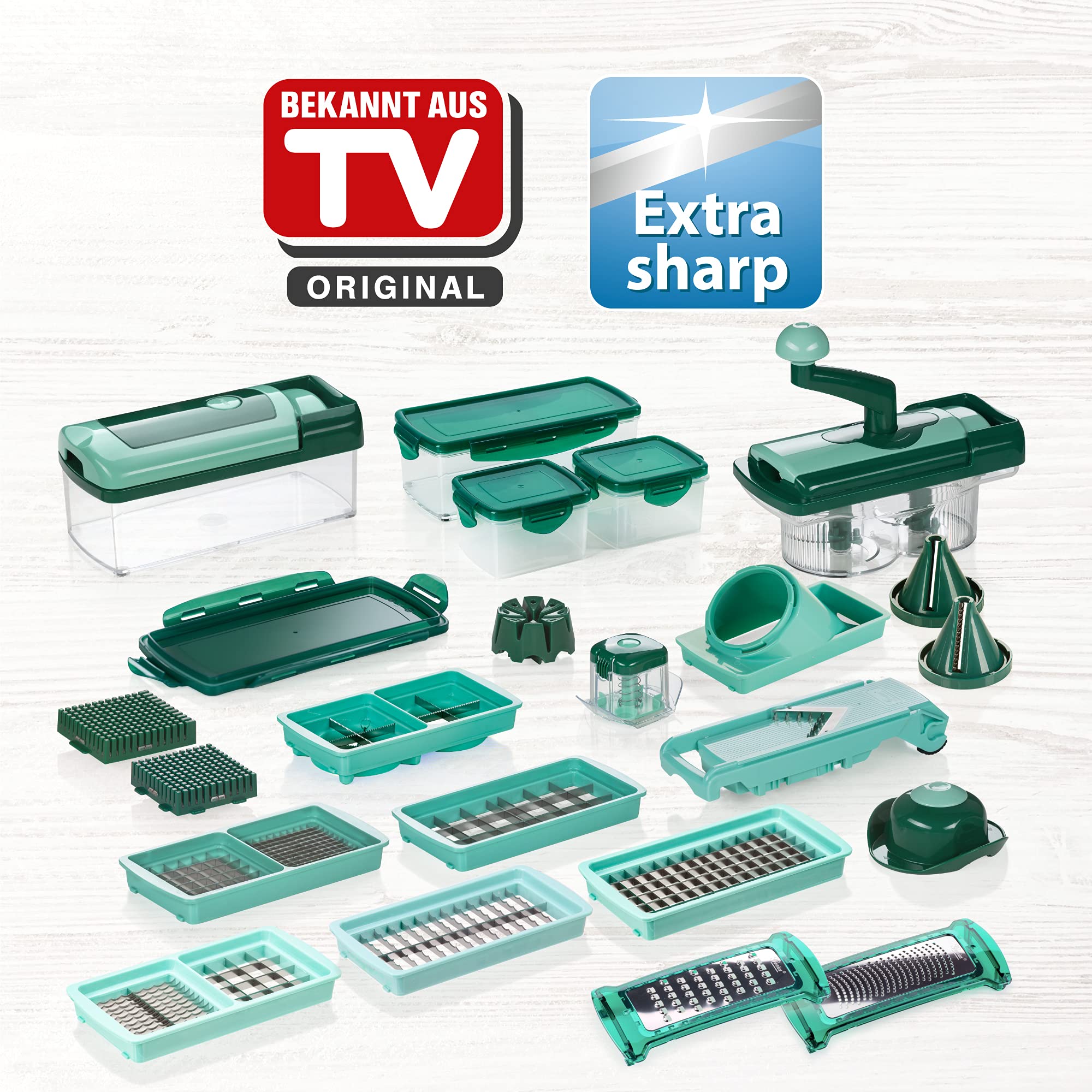 Genius Nicer Dicer Fusion Smart Set (34 piezas) incluye rallador Twist All Schneider Rompecabezas en juliana y cortador de frutas y verduras – Ideal para un estilo de vida saludable