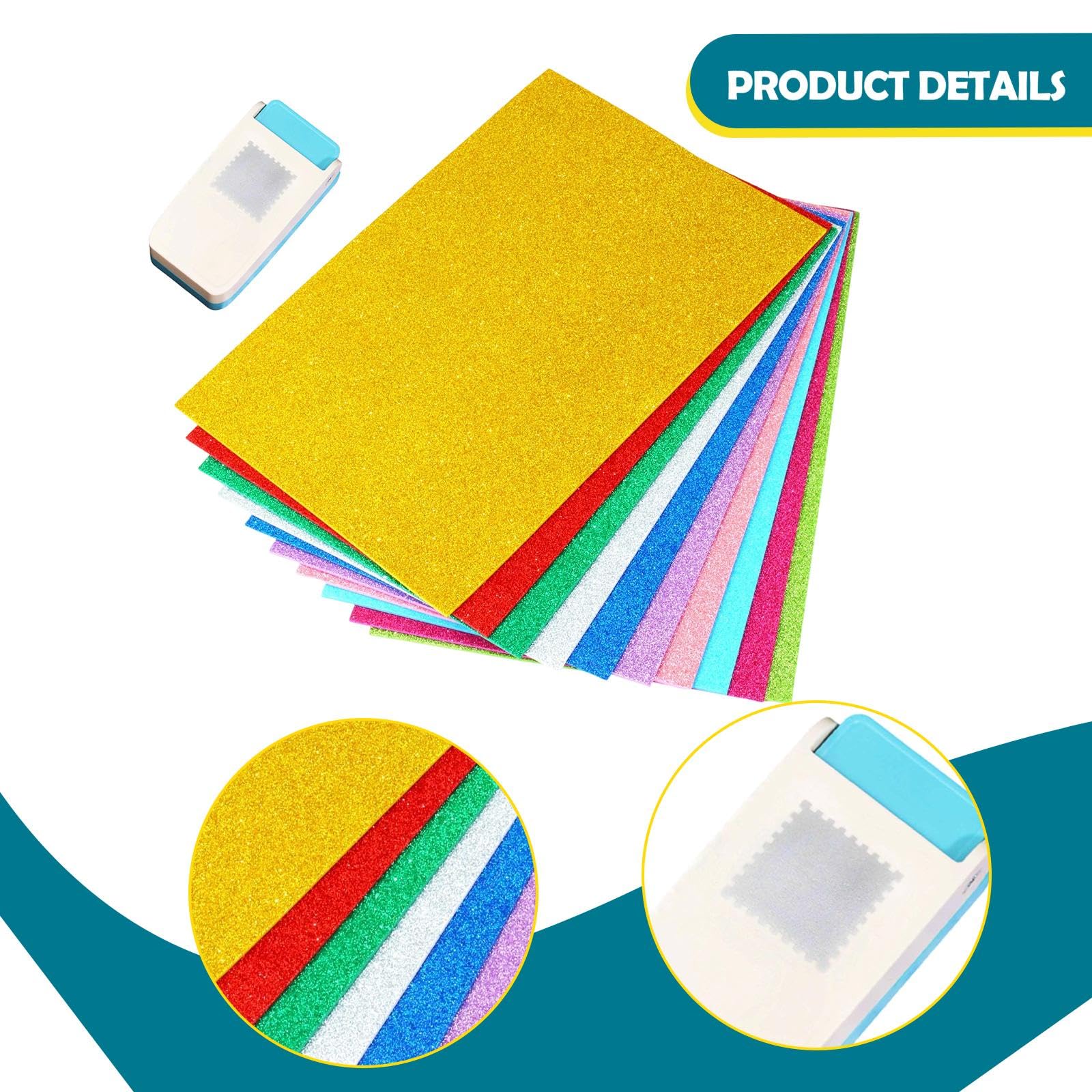 Troqueladora cuadrada para cartulina, herramienta de borde con forma de troquel, adecuada para manualidades, álbumes creativos personalizados, 10 papeles con purpurina