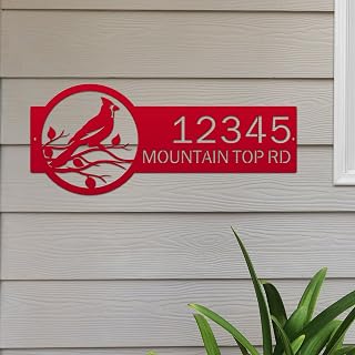 Personalized Cardinal Monogram Address Plaque – Custom Metal House Numbers & Established Family Signs – Weather-Resistant Outdoor Address Signs for Home Décor & Housewarming Gift