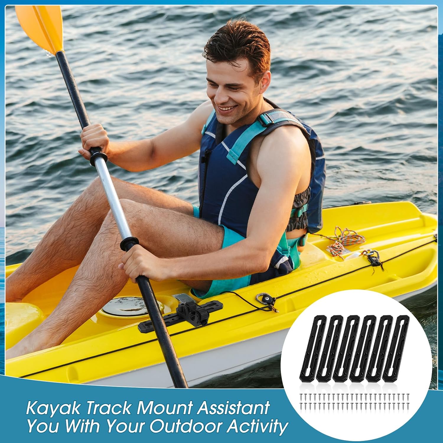 Kayak Track Low Profile Track Kayak Fishing Rail Mount Accessories for Fishing Rod Holder, Cup Holder, Anchor Cleats