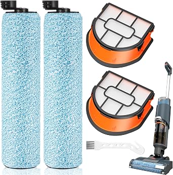 WD161 Roller & Filter Replacement for Shark HydroVac MessMaster Wet Dry | Vacuum Cleaner WD161 WD261 AW261 and WD101 WD201 WD100 WD200 AW201 WD200C WD201C WD101C Vacuums2 Brush 2 Foam Filter Kit