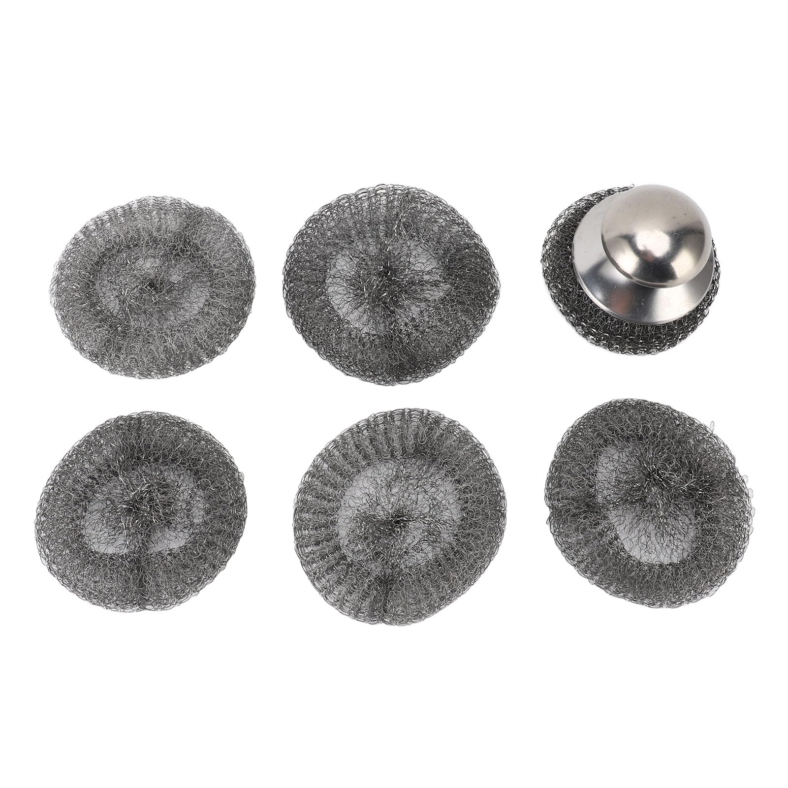 Stainless Steel Scrubber with Handle, Premium Material, Unique Design, Versatile, 5 Replacement Scrubbing Scouring Pad, Ideal for Home Car Office